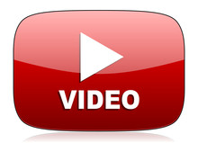 Video Red Glossy Web Icon