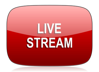 Poster - live stream red glossy web icon