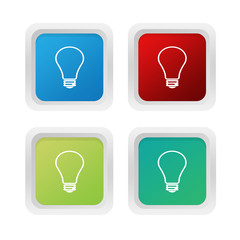 Wall Mural - set of squared colorful buttons with bulb symbol
