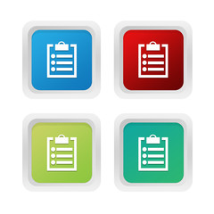 Wall Mural - set of squared colorful buttons with notepad symbol