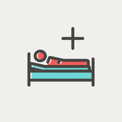 Wall Mural - Medical bed with patient thin line icon