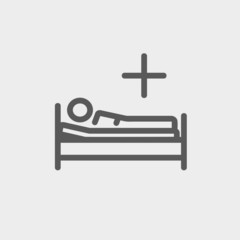 Canvas Print - Medical bed with patient thin line icon