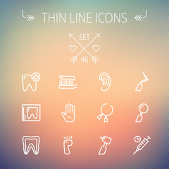 Sticker - Medicine thin line icon set