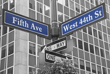 Street Signs For Fifth Avenue And West 44nd Street