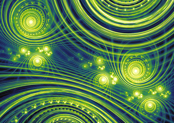 Wall Mural - Abstract green fractal circle background