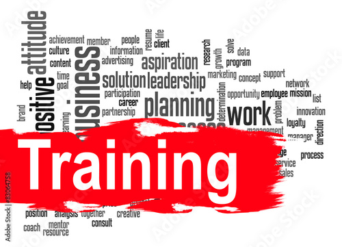 Training Word Cloud With Red Banner Buy This Stock Illustration