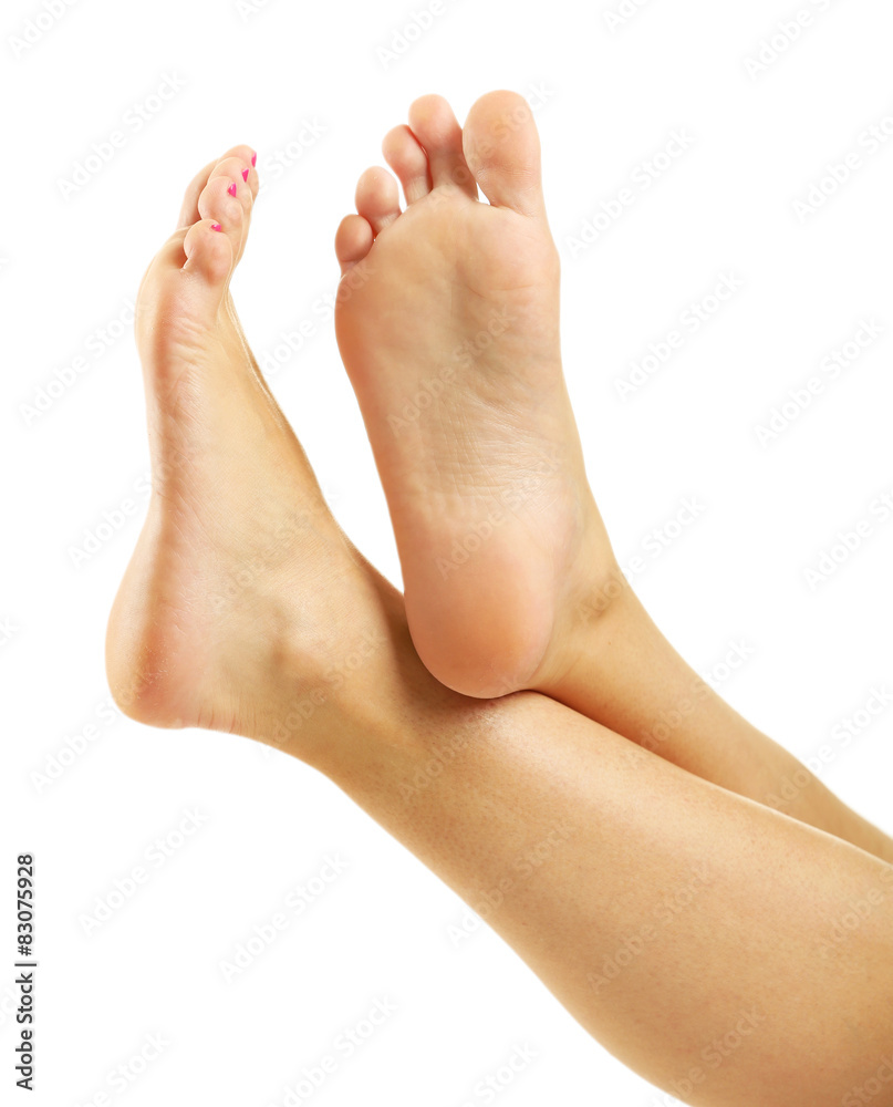 Beautiful female legs, isolated on white background