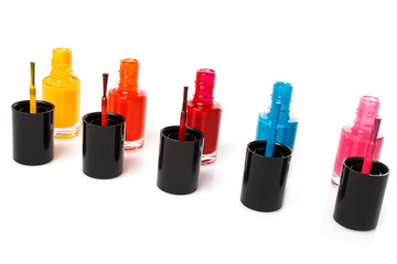 Poster - Bottles with a colorful nail polish