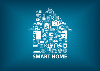 Aufkleber - Smart Home vector illustration background with house