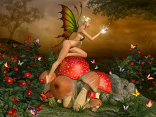 Elven Beautiful Woman In Fairytale Forest