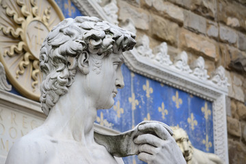 Poster - close up of Michelangelo's David in Florence