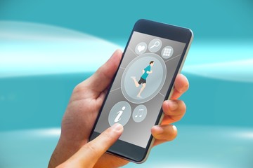 Aufkleber - Composite image of hand holding smartphone