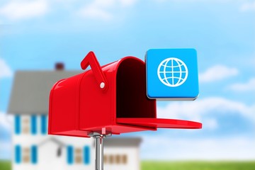 Poster - Composite image of red email postbox