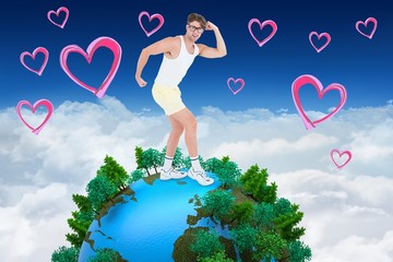 Poster - Composite image of geeky hipster posing in sportswear