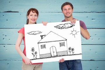 Aufkleber - Composite image of couple holding a white sign