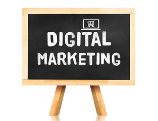 Digital Marketing word with icon on blackboard in white backgrou