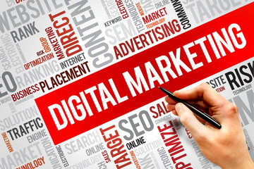 Poster - digital marketing word cloud, business concept