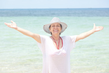 portrait of a beautiful middle-aged woman on the background of t