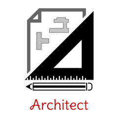 Aufkleber - Black and white architect icon