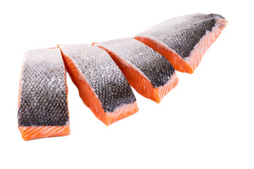 Sticker - Fresh uncooked red fish fillet slices.