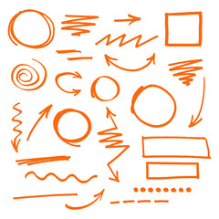 Poster - Arrows, lines and geometric shapes. Hand drawn design elements.