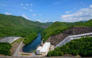 Electricity from hydropower plants, dams Srinakarin.Beautiful na