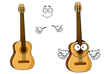 Sticker - Happy cartoon wooden acoustic guitar