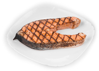 Wall Mural - Fresh grilled salmon steak.