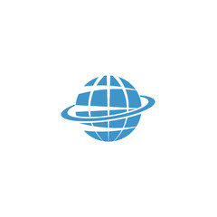 Globe mockup logo, blue symbol of Earth, internet or travel sign