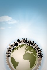 Poster - Composite image of silhouette of cheering people