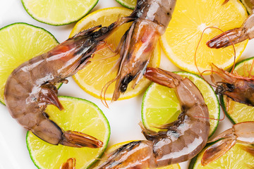 Poster - Delicious fresh shrimp with lemon.