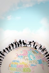 Poster - Composite image of silhouette of cheering people