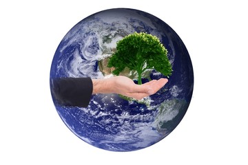Aufkleber - Composite image of close up of businessman with empty hand open