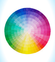 Multicolor Vector Spectral Circle. Hand Drawn Watercolor.