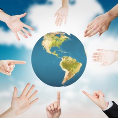 Poster - Composite image of hands presenting