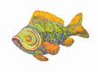 Vector  fish on white background. Dotted technique
