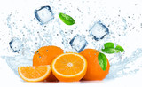 Fototapeta Kuchnia - Oranges with Water splashes