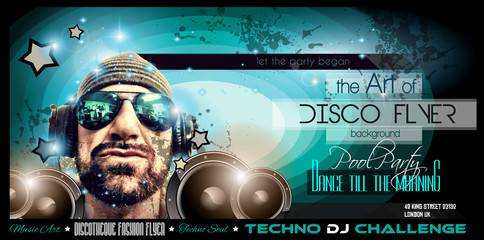 Disco Night Club Flyer layout with DJ shape