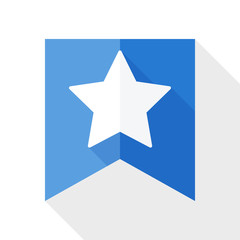 Wall Mural - Star on the flag icon with long shadow on white background