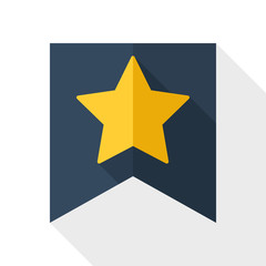 Wall Mural - Gold star on the flag icon with long shadow on white background