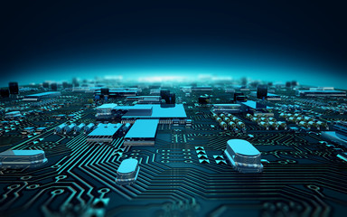 circuit board illustration depth of field