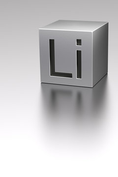 Lithium cube with Li sign