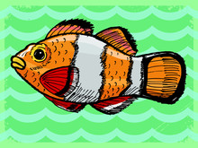 Vintage Background With Fish