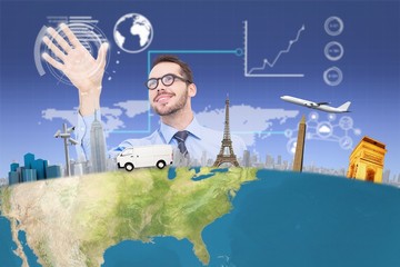Aufkleber - Smiling businessman standing with fingers spread out