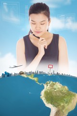 Poster - Composite image of thinking businesswoman