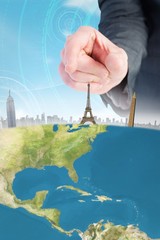 Fototapete - Composite image of businessman pointing with his finger