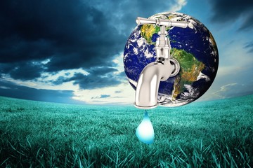 Poster - Composite image of earth with faucet