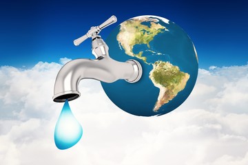 Poster - Composite image of earth with faucet