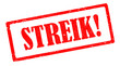 rotes Streik Logo, Stempel Illustration auf weißem Hintergrund