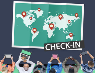 Poster - Check In Cartography Location Spot Travel World Global Concept